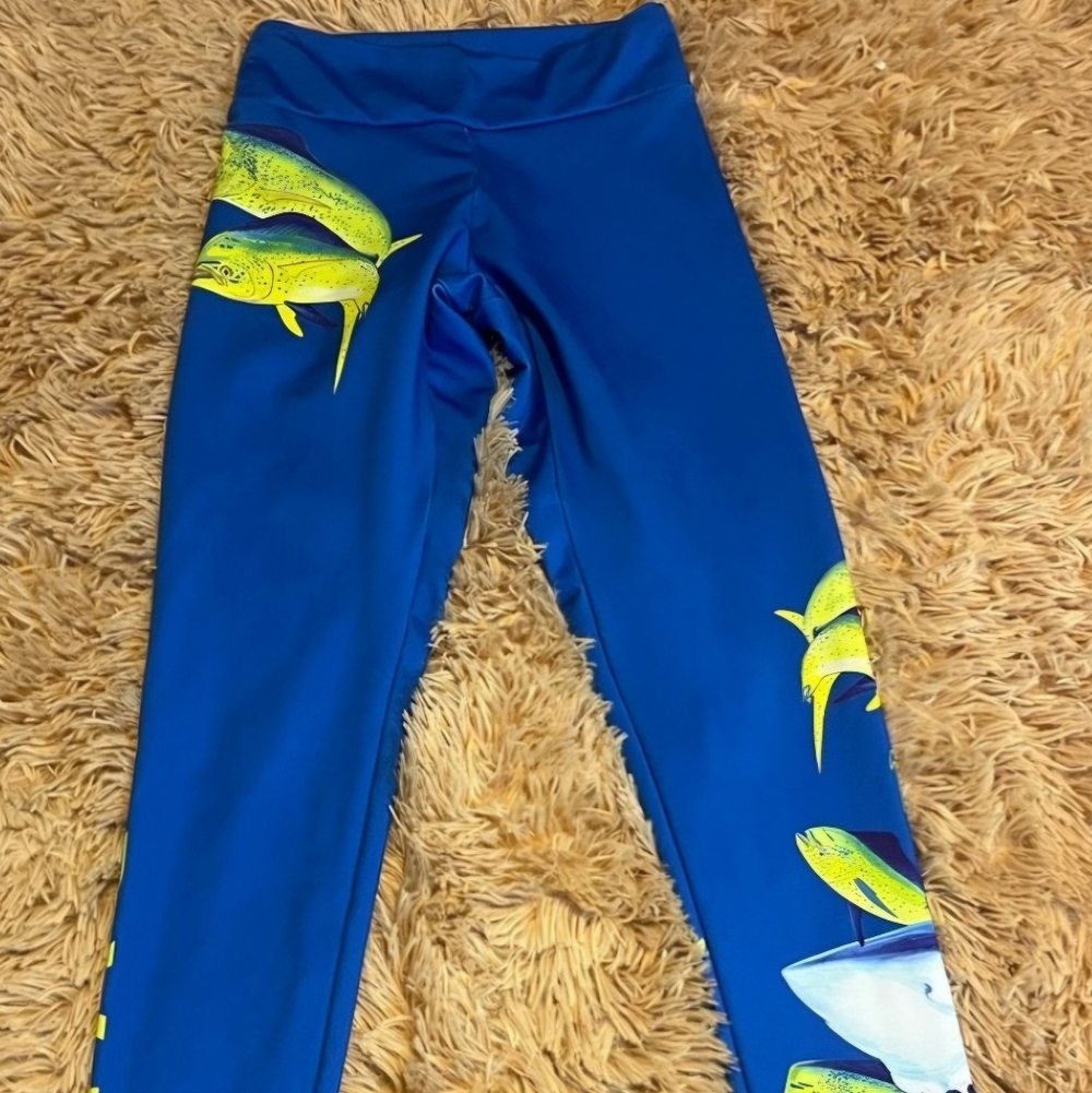 Guy Harvey XS Dorado Mahi Dolphin Shark Fishing Fish Leggings Angler Boating